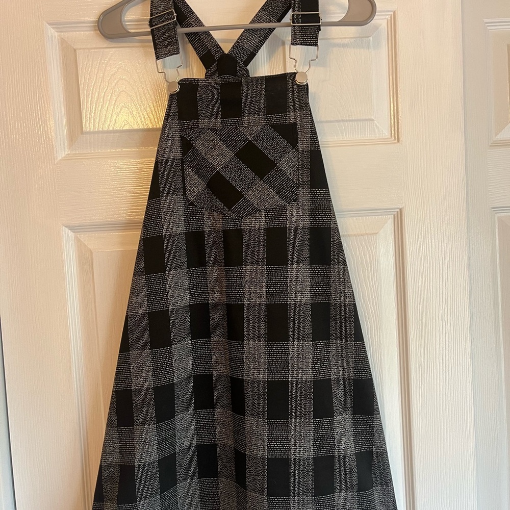 Altar'd State Monochrome Checkered Overall Dress
